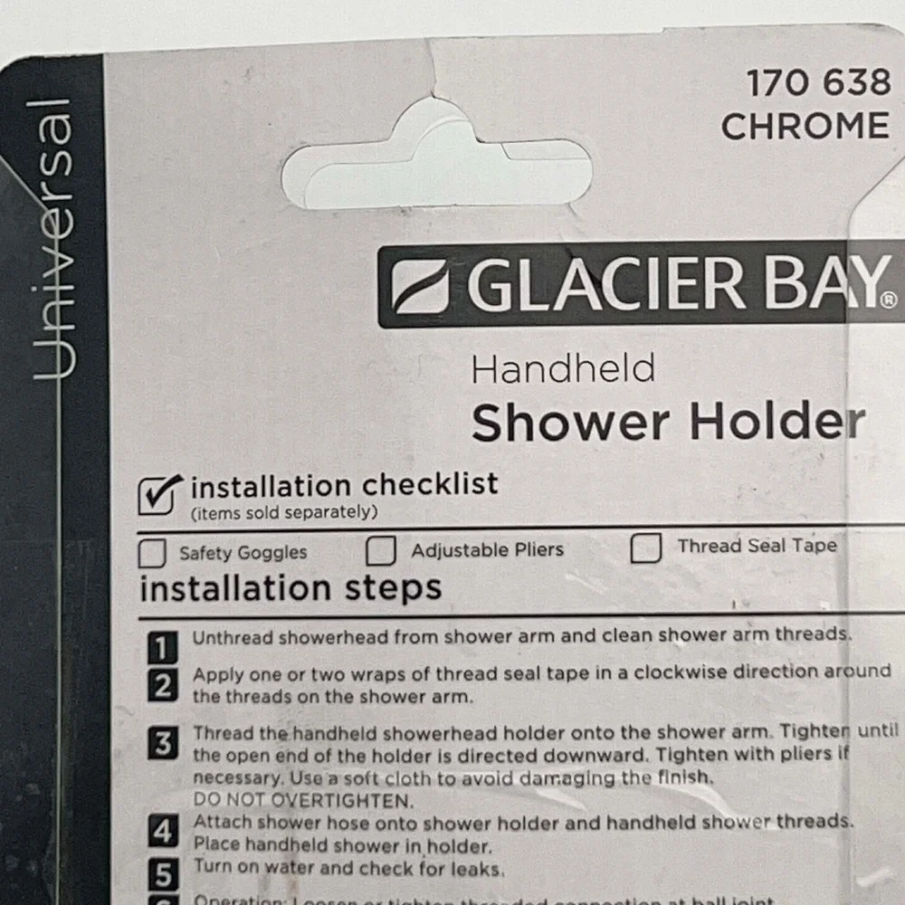 Glacier Bay Chrome Universal Handheld Shower Holder Adjustable Ball Joint New